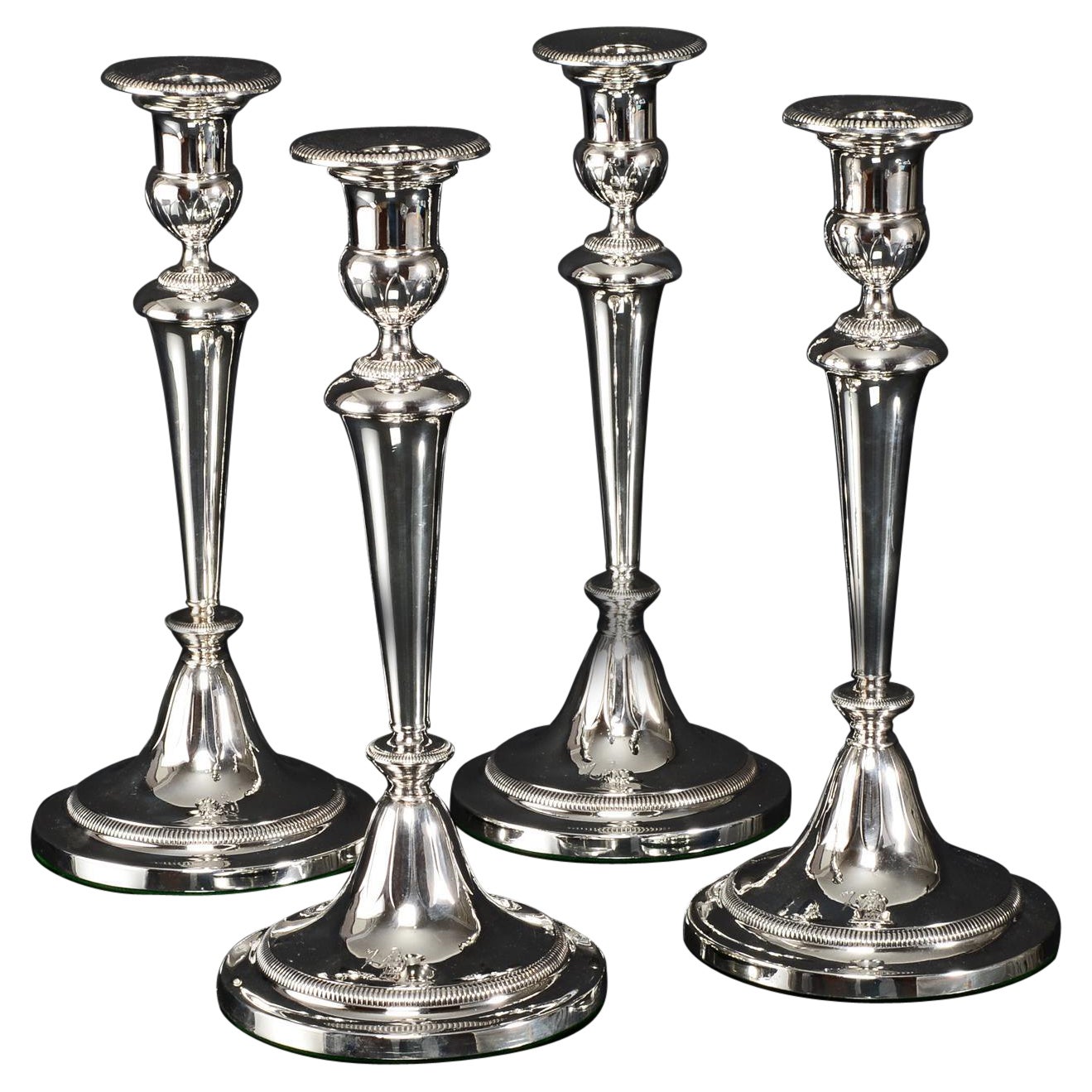 Set of 4 George III Silver Candlesticks, 1800 For Sale