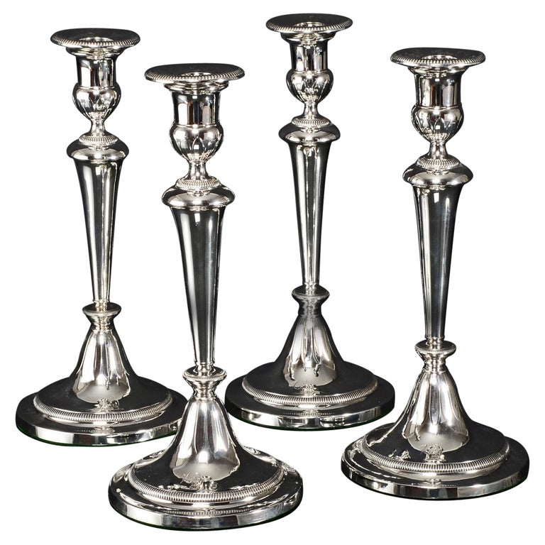 Set of 4 George III Silver Candlesticks, 1800 For Sale at 1stDibs