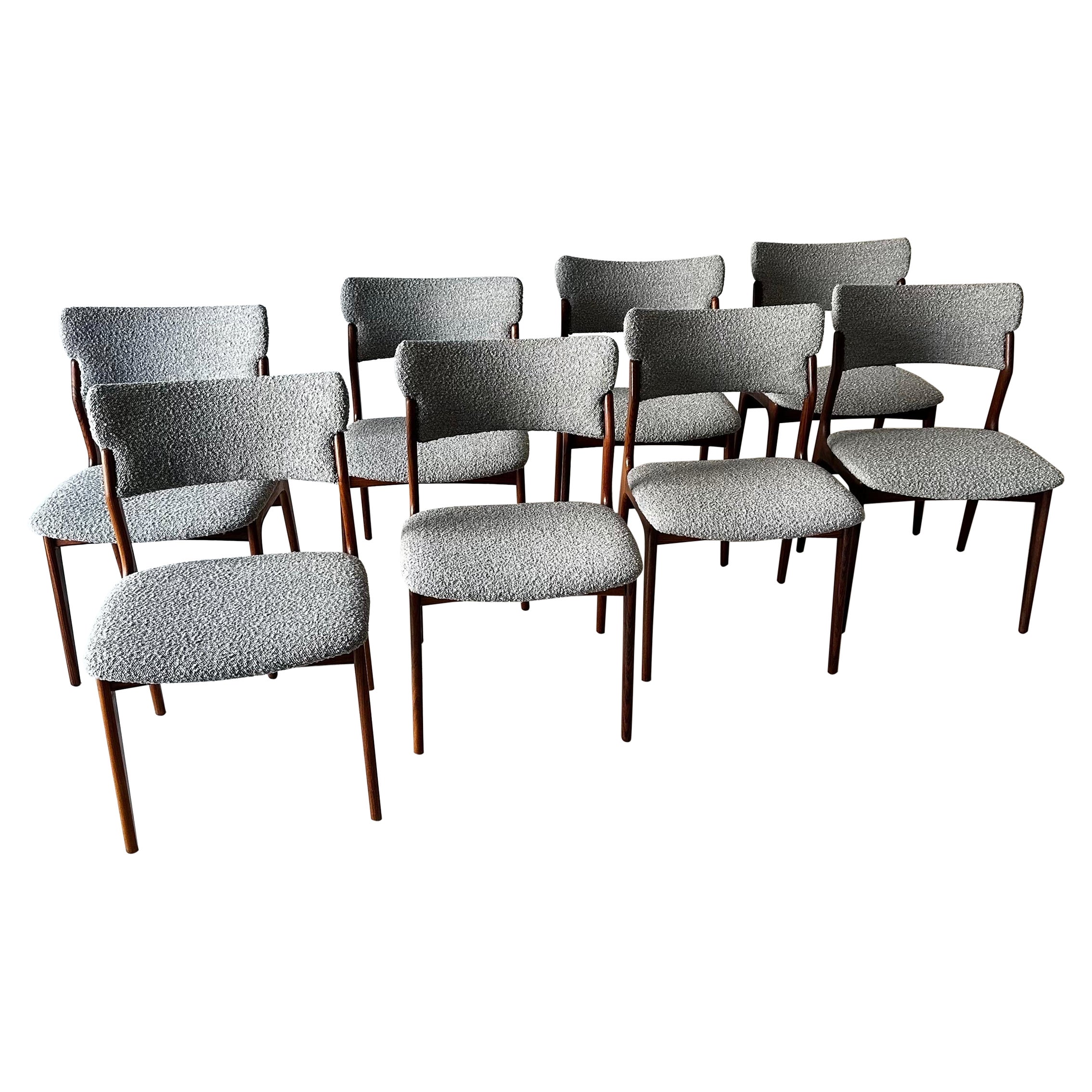 Rare Set of 8 Sculptural Scandinavian Dining Chairs, Denmark, 1960s For Sale