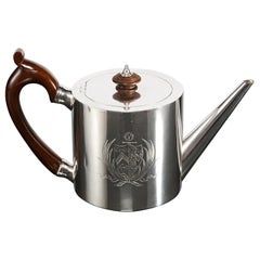 Antique George III Drum-Shaped Silver Teapot, 1780