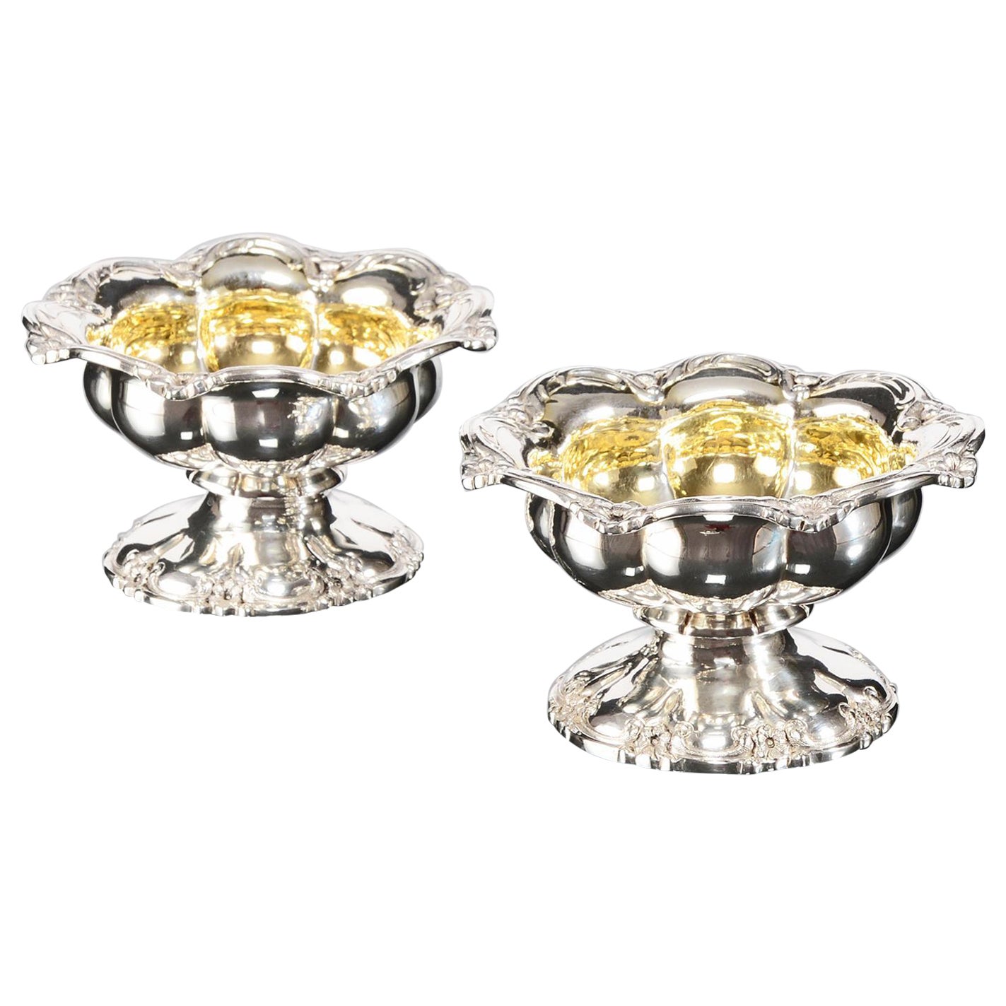 Pair of Early Victorian Silver Salt Cellars, 1839 For Sale
