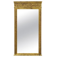 Antique Italian Gold Gilt Carved Wood Greek Key Rectangular Wall Mirror