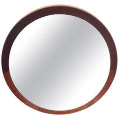 Scandinavian Circular Teak Wall Mirror