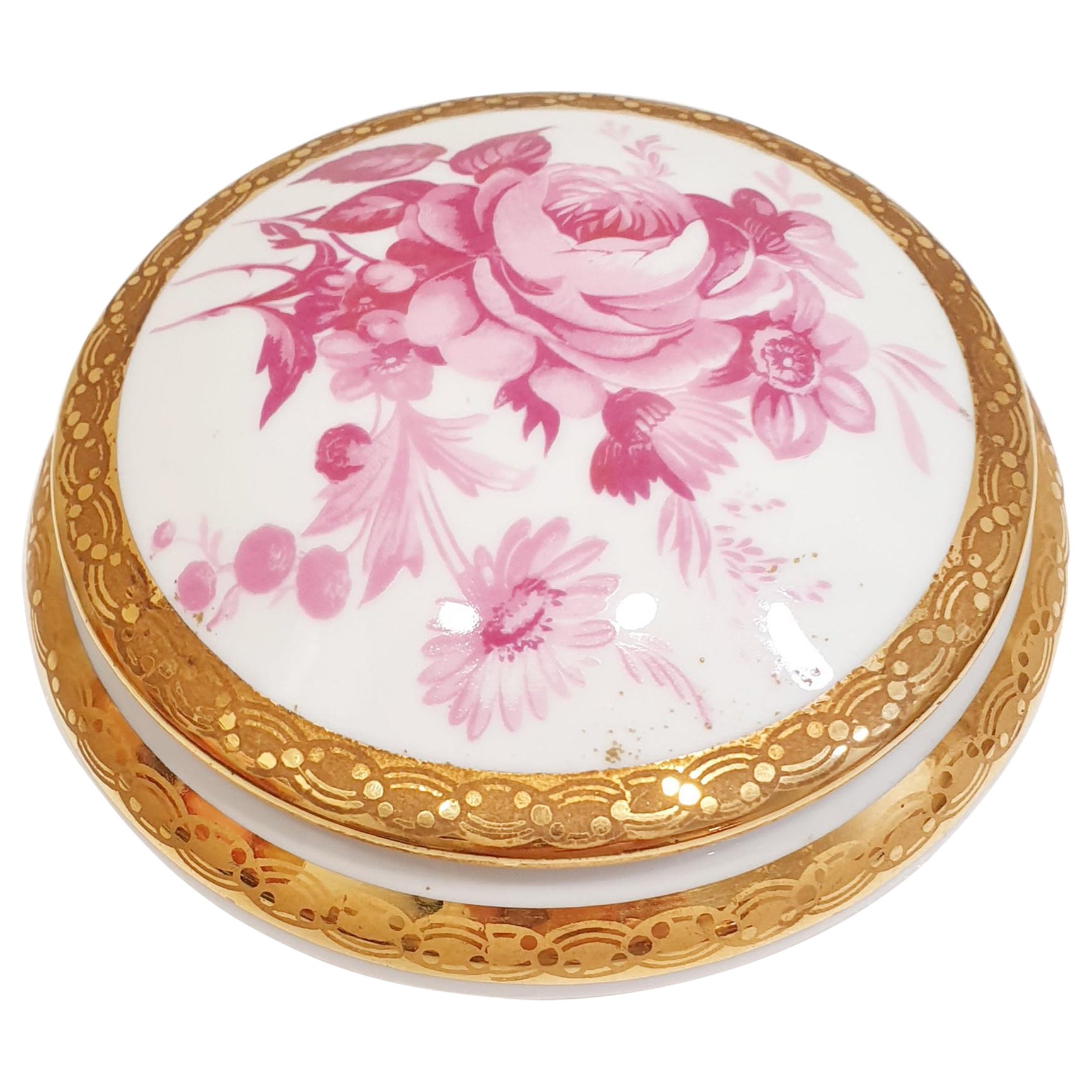 Porcelain De Limoges France Trinket Box 22k Gold Hand Applied Accents