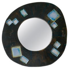 Small Free Shape Ceramic Frame Mirror, France, 1960s