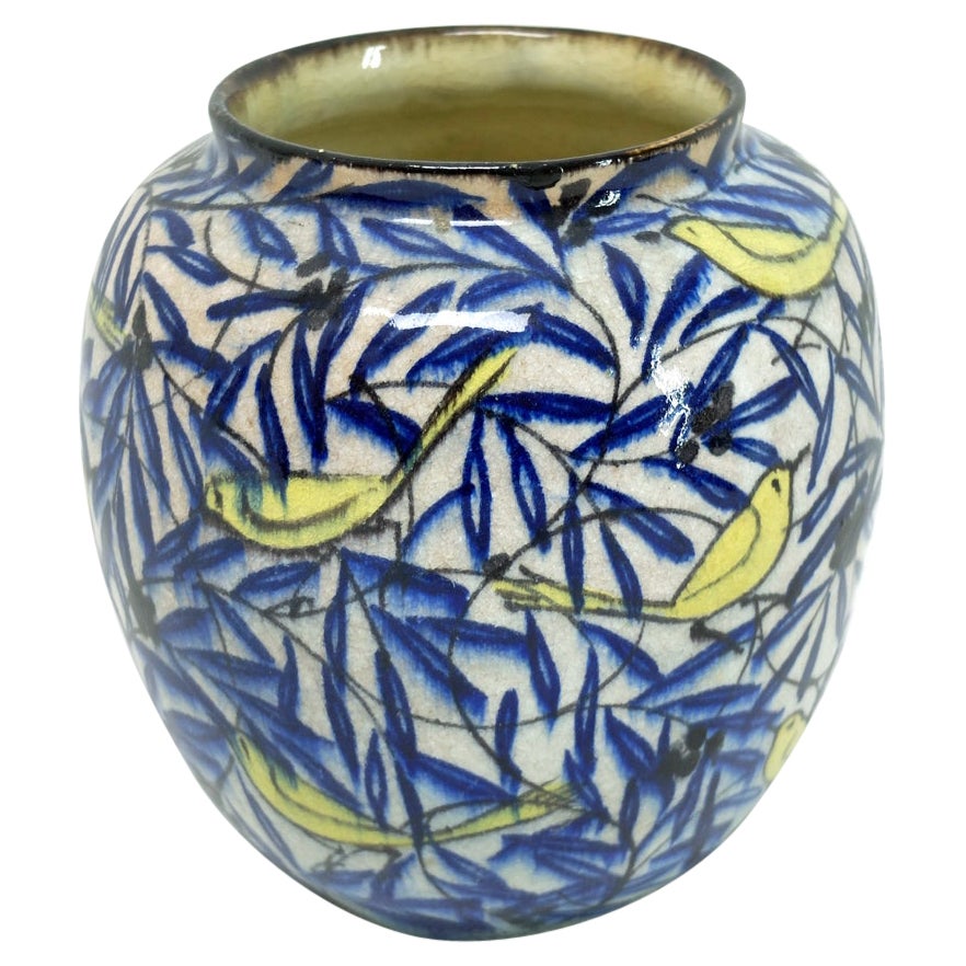 Very Rare Max Laeuger Art Nouveau Vase with Bird Motifs For Sale