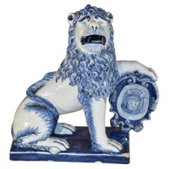 Figurine de lion de Delft du début du 19e siècle