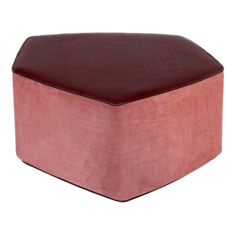 Medium Pouf! Leather Stool by Nestor Perkal For Sale