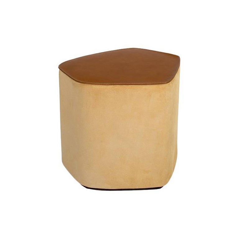 Small Pouf! Leather Stool by Nestor Perkal For Sale