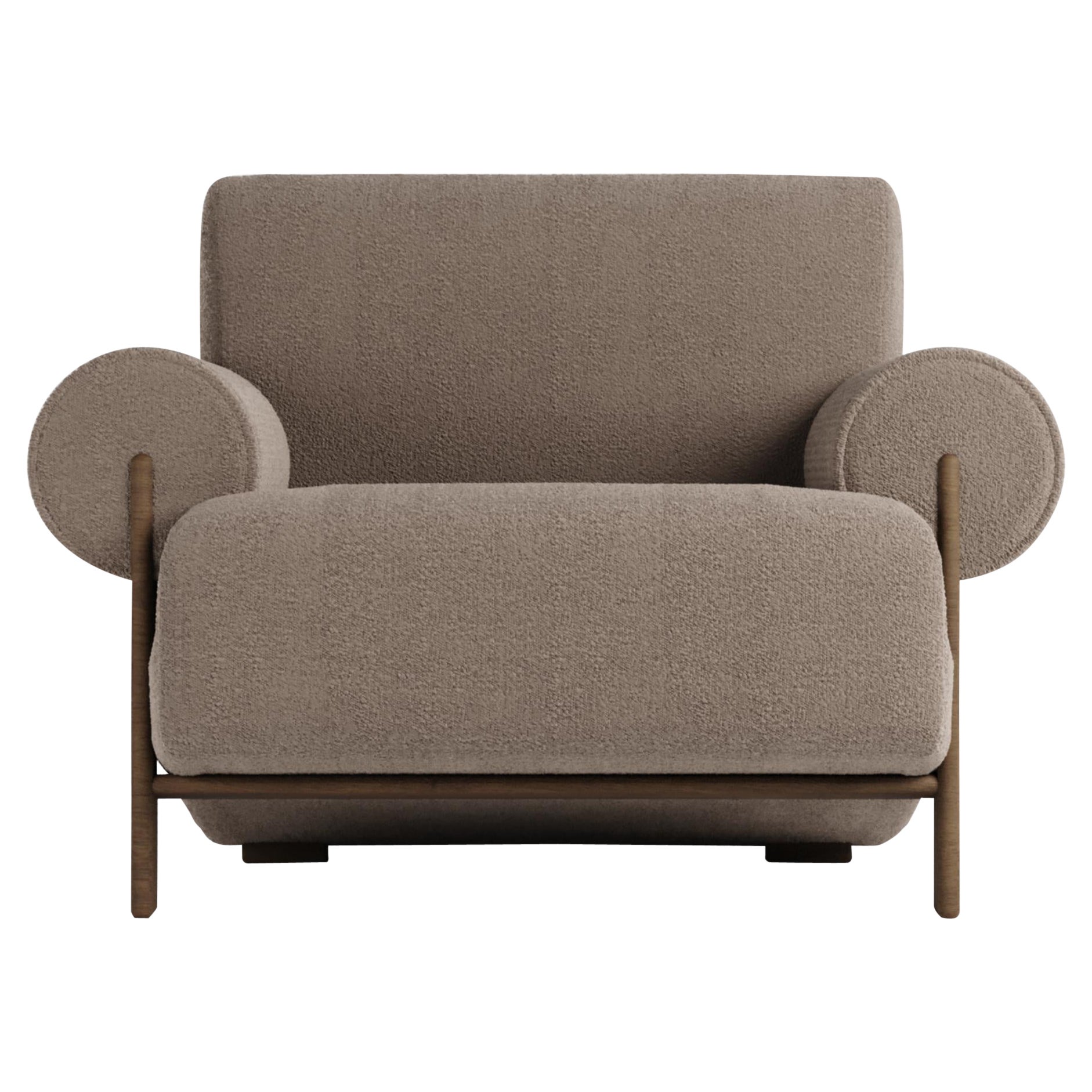 Contemporary Modern Paloma Armchair in Bouclé Brown by Collector For Sale