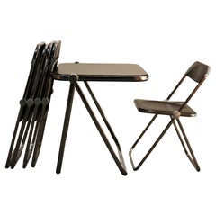 6-Piece Folding Set: Plia Chairs & Platone Table by Piretti for Castelli, Italy