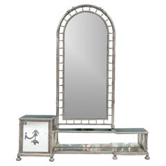 Extraordinary Art Deco Era Mirrored and Silver Plated Bronze Vanity in Two Parts