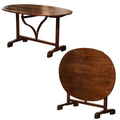 Used Mid-19th Century French Carved Walnut Tilt-Top Wine Tasting Table from Bordeaux