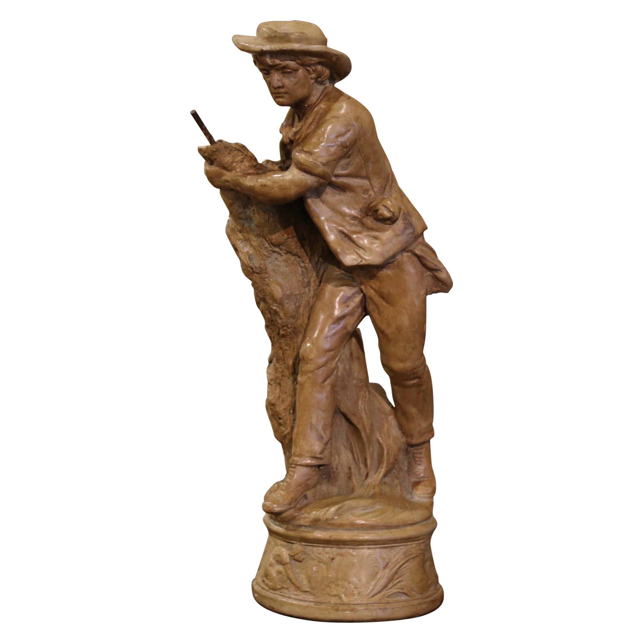 19th Century French Terracotta Farmer Sculpture