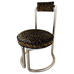 Freitragender Vintage-Stuhl mit Leopardenmuster aus Chrom im modernistischen Stil