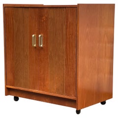 Vintage Mid-Century Modern Record Cabinet with Casters, Uk Import