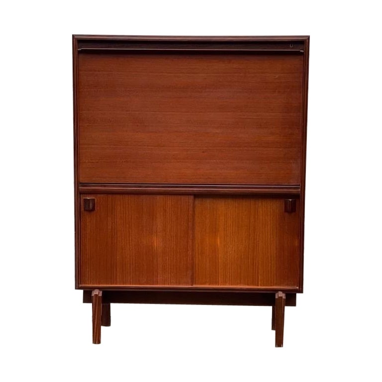 Vintage Mid-Century Modern Teak Wood Bar Cabinet, UK Import For Sale