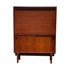 Vintage Mid-Century Modern Teak Wood Bar Cabinet, UK Import