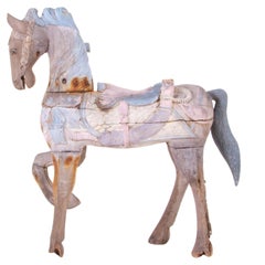 19th Century Italian Hand Carved Rocking Horse Still Wearing Authentic Paint
