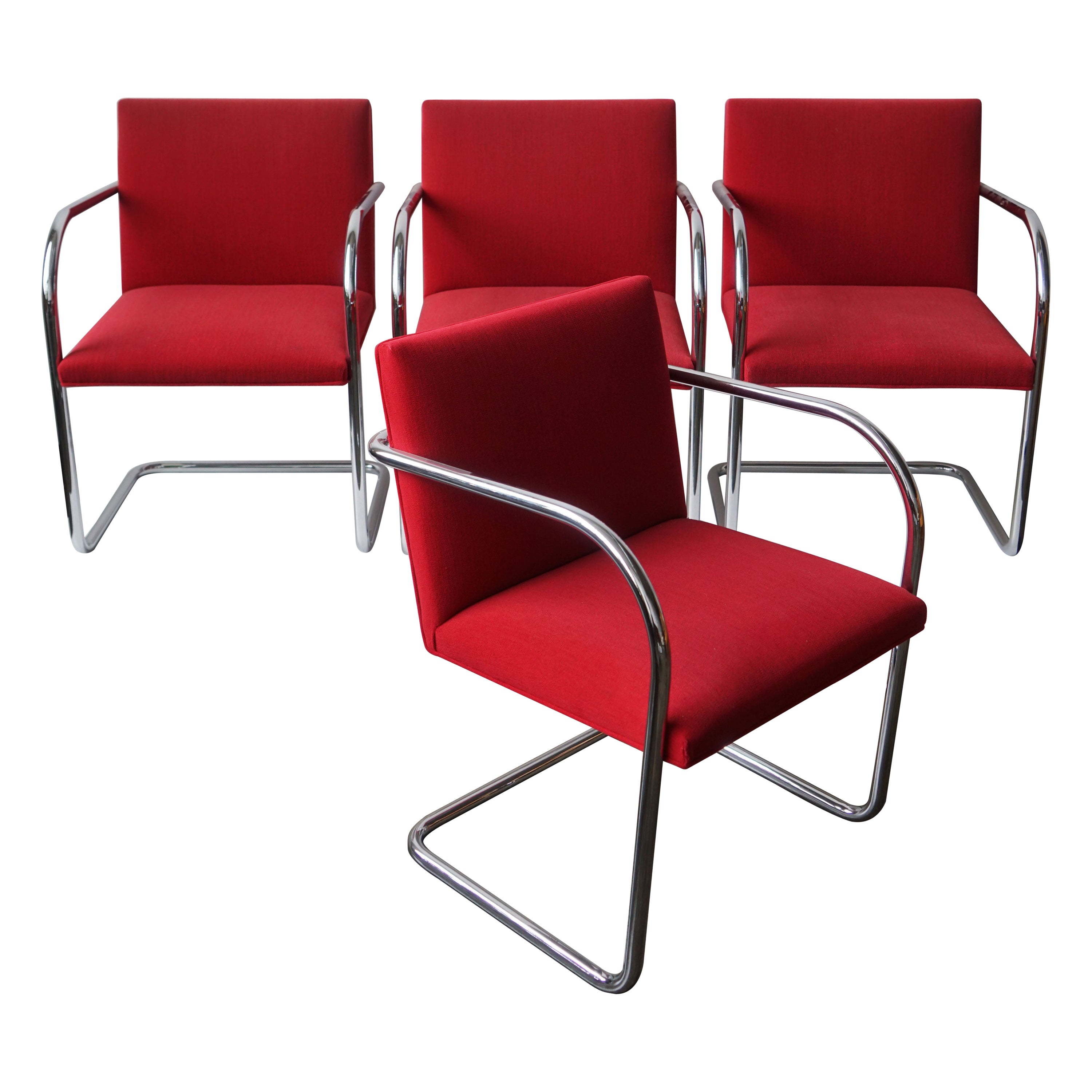 Mies Van Der Rohe Brno Chairs for Knoll in Red, Set of 4