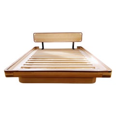Modern Low Profile Solid Maple and Mahogany Bed Frame
