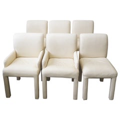 Set of 6 Modern Parson Dining Chairs for Directional, puffy off-white