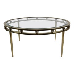 Hollywood Regency, Design Institute America, Brass & Glass Round Coffee Table