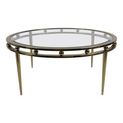 Table Basse Ronde en Laiton et Verre Hollywood Regency - Design Institute America 