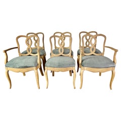 Set of Six Swedish Dining Chairs with Velvet Seats