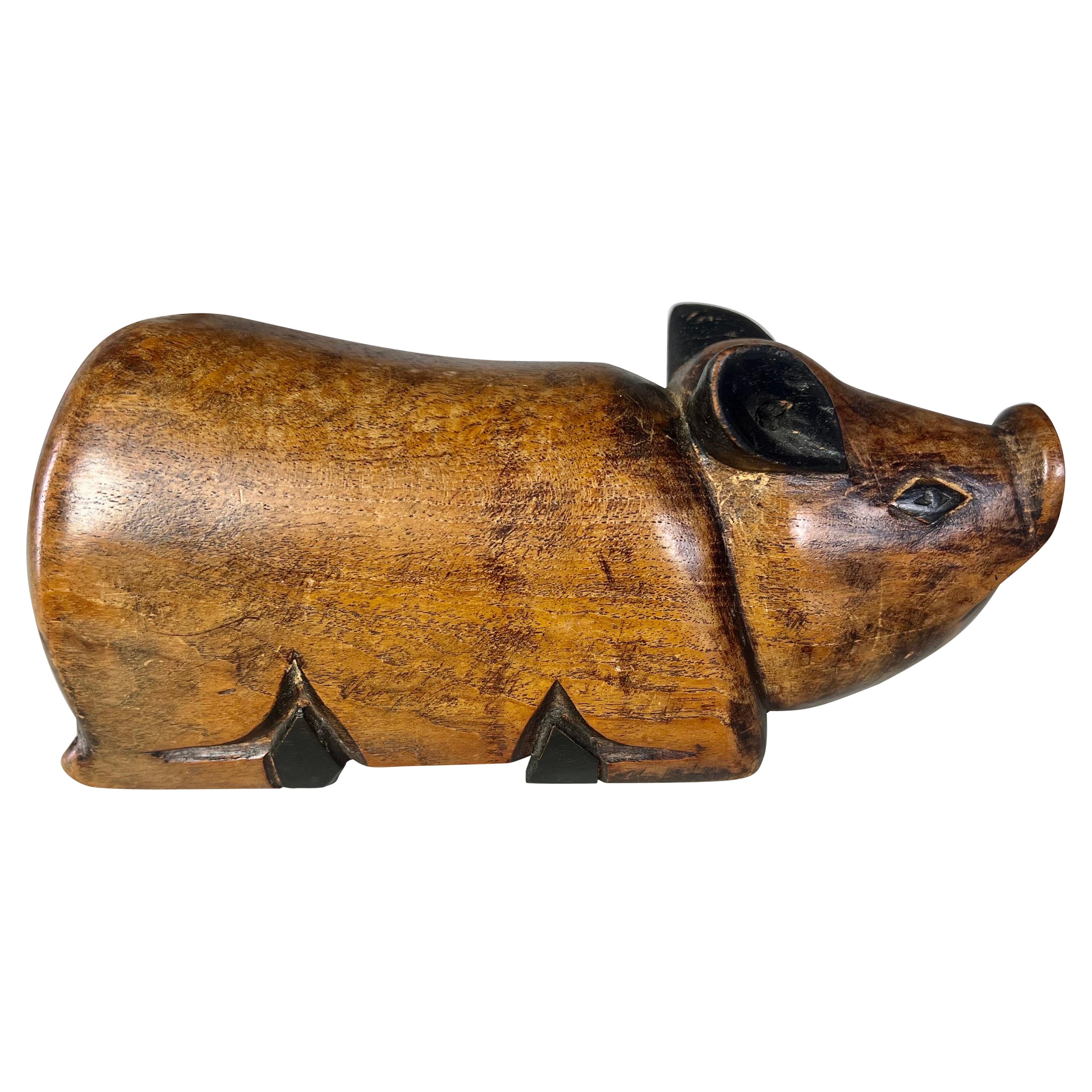 19th Century English Pig Shaped Box with Hidden Compartment