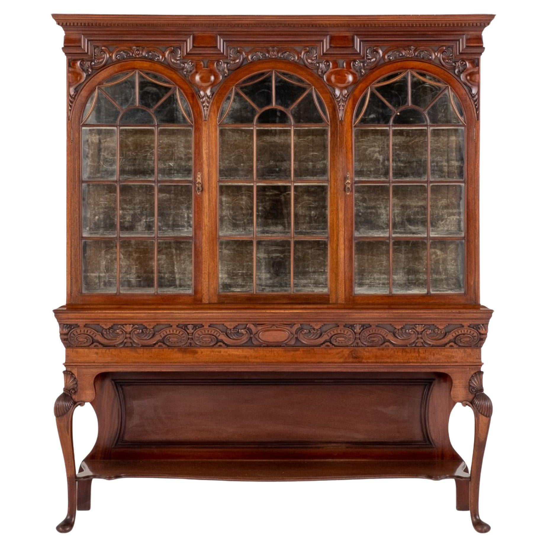 Arts and Crafts Cabinet Mahogany Bookcase, 1890 For Sale