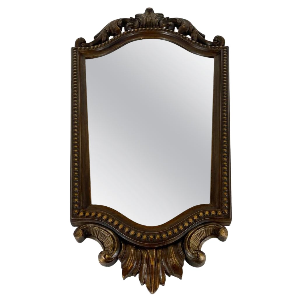 Luxurious Vintage Mirror in Wooden Carved Frame, Belgium Large Wall Mirror