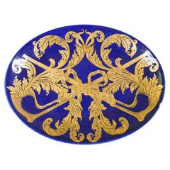 Piero Fornasetti Oval Dish with Gilt Pipe and Tobacco Motif