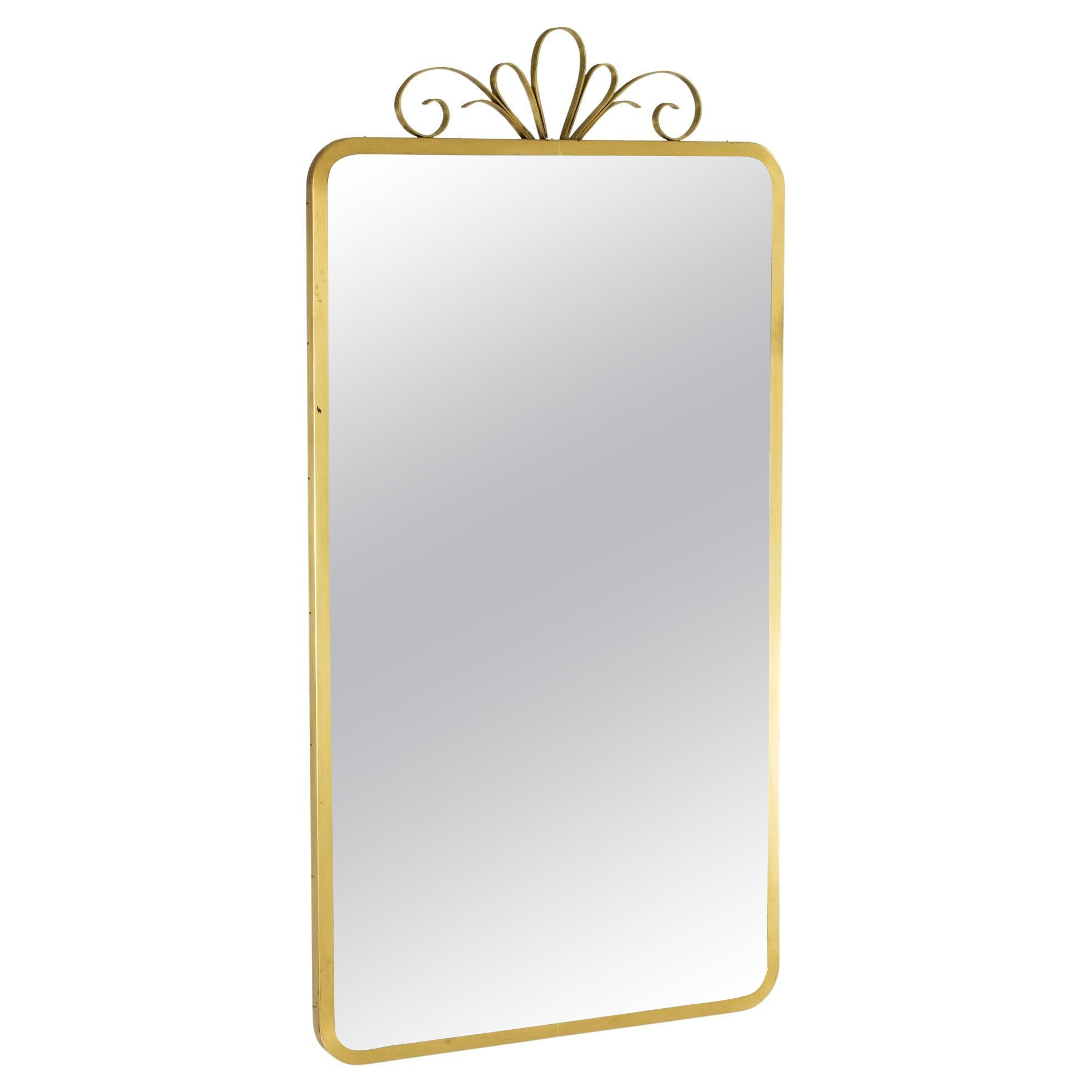 Scandinavian Vintage Brass Wall Mirror, Ystad Metall, Sweden, 1950s