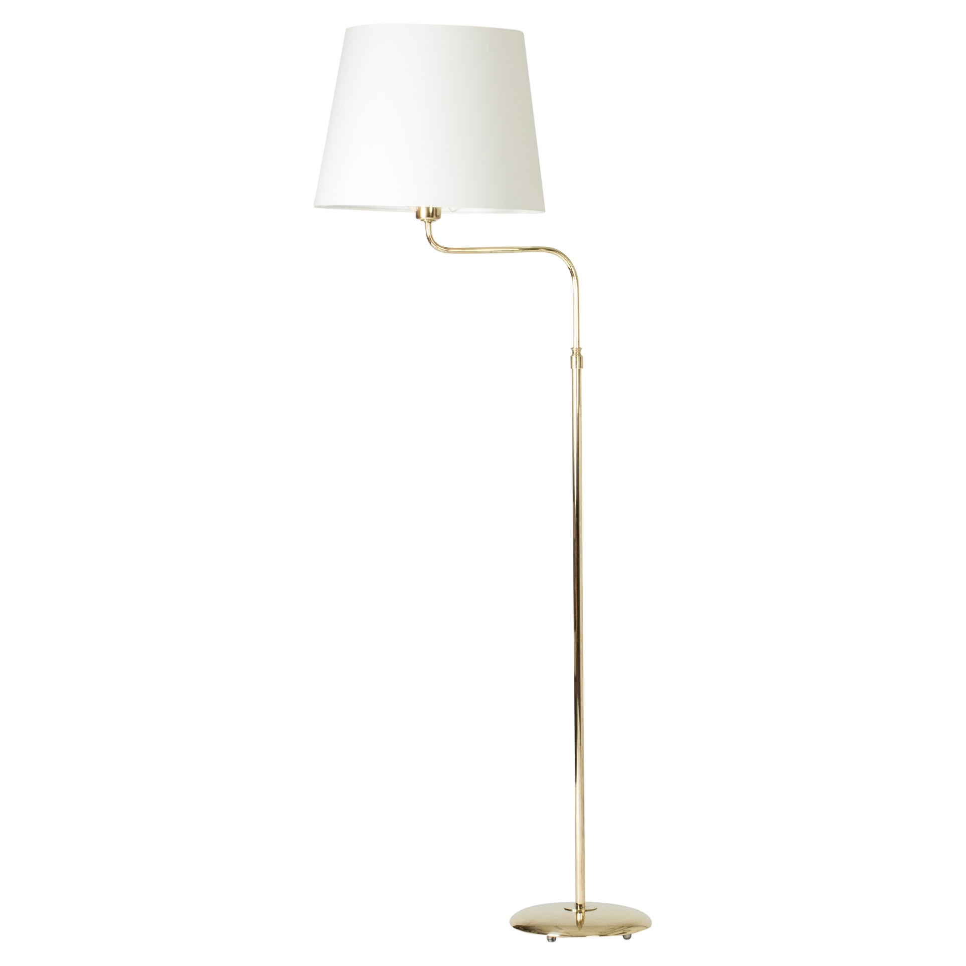 Scandinavian Midcentury Brass Floor Lamp from Nk, Sweden, 1950s For Sale