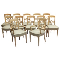 Set of 12 Fine French Art Deco Walnut Chairs by Jules Leleu '10 Side and 2 Arm'