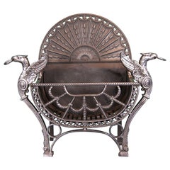 English Polished Wrought & Cast Iron Fire Grate