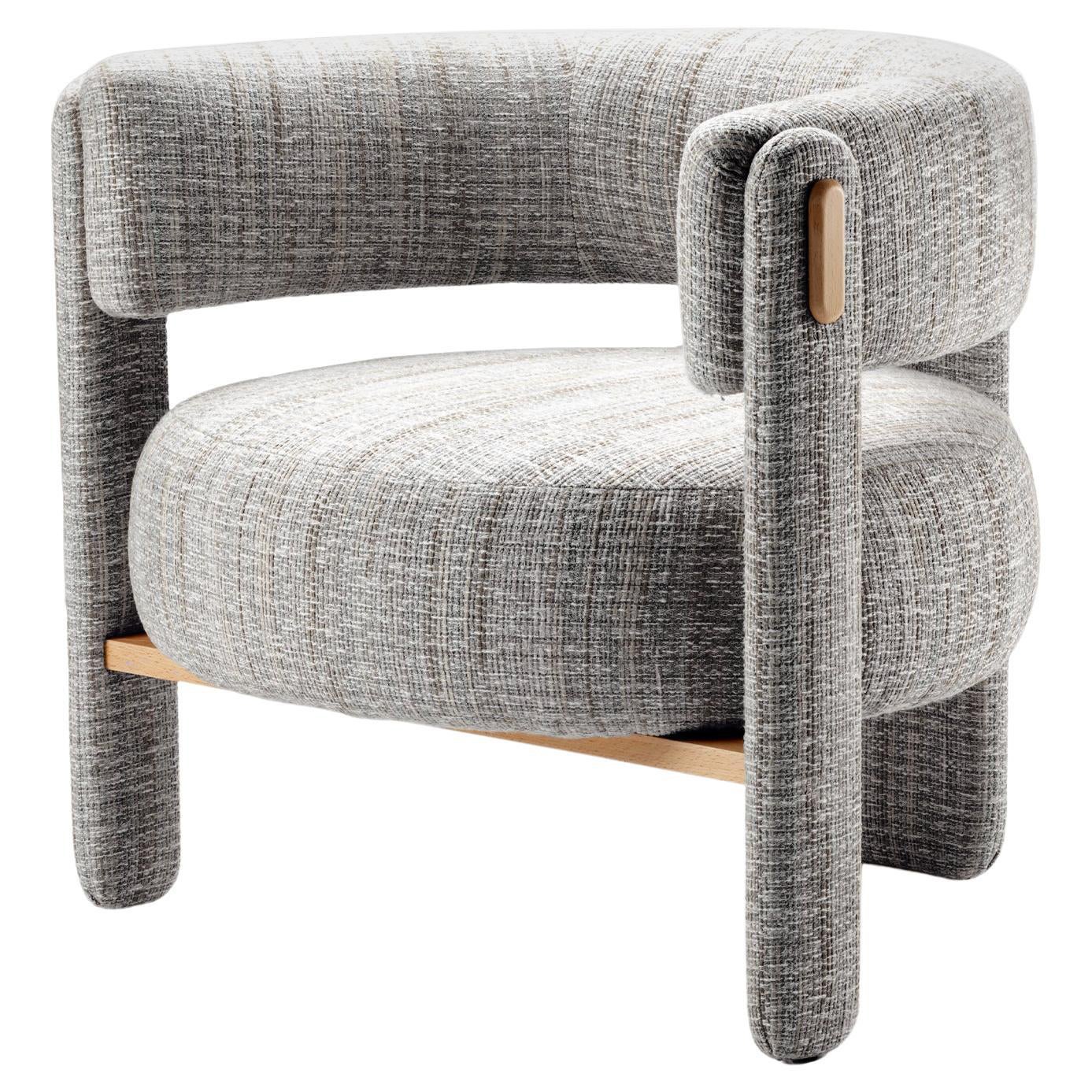 Choux Armchair with Bayes Sunshine Fabric and Natural Wood Applications