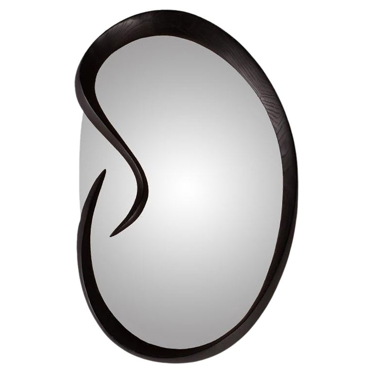 Amorph Swan Mirror in Ebony Stain on Solid Wood Modern Style For Sale