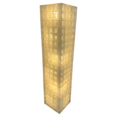 Vintage Mid-Century Modern Glass Cube Tower Floor Lamp by Poliarte, Italy, 1970s