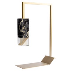 Contemporary Gold Black Marble Handmade Table Lamp by Formaminima