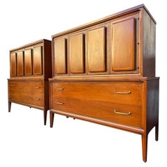 Vintage Mid-Century Modern Broyhill Forward 70 High Boy Dresser-A Pair