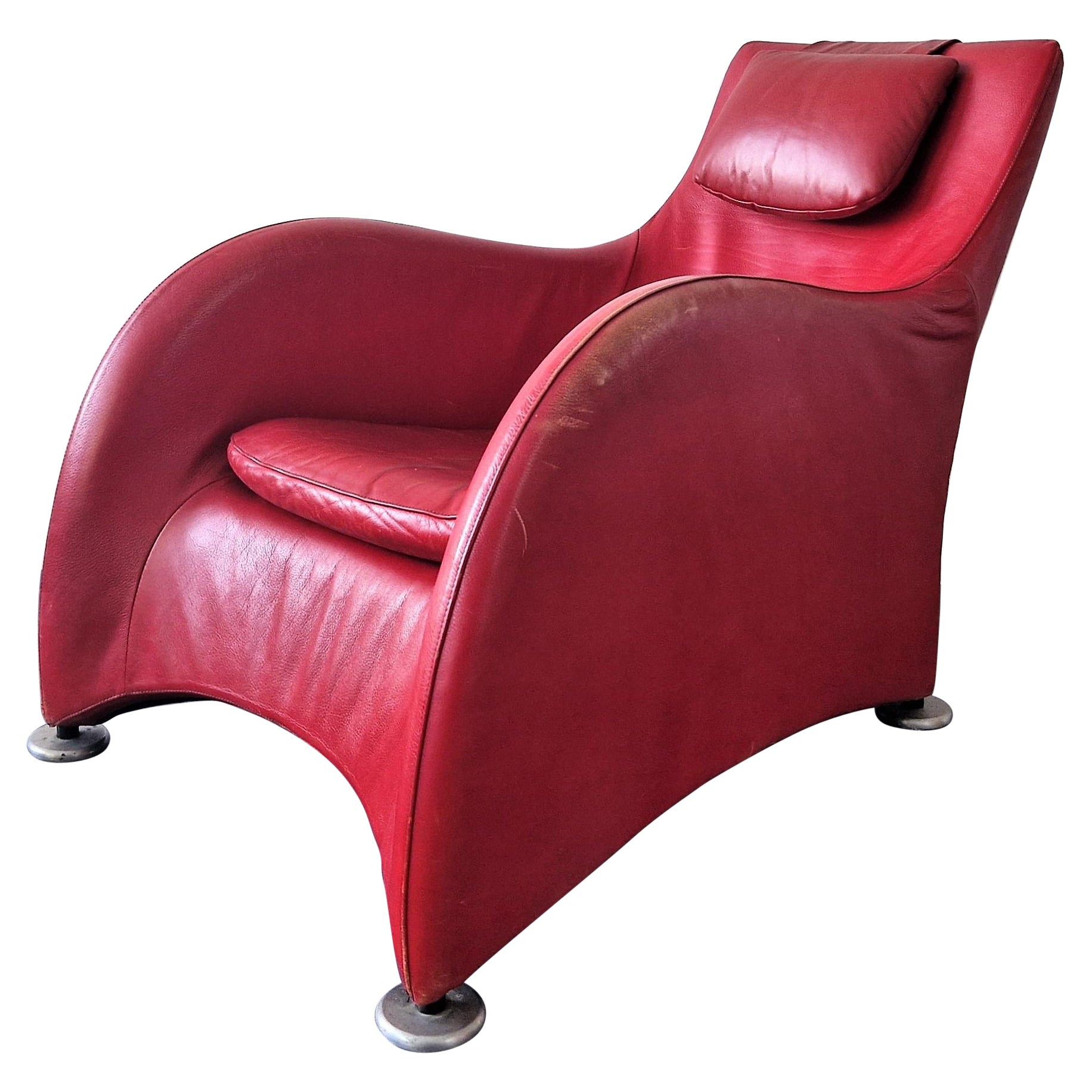 Red Leather 'Loge' Lounge Chair by Gerard Van Den Berg for Montis,  Netherlands For Sale at 1stDibs