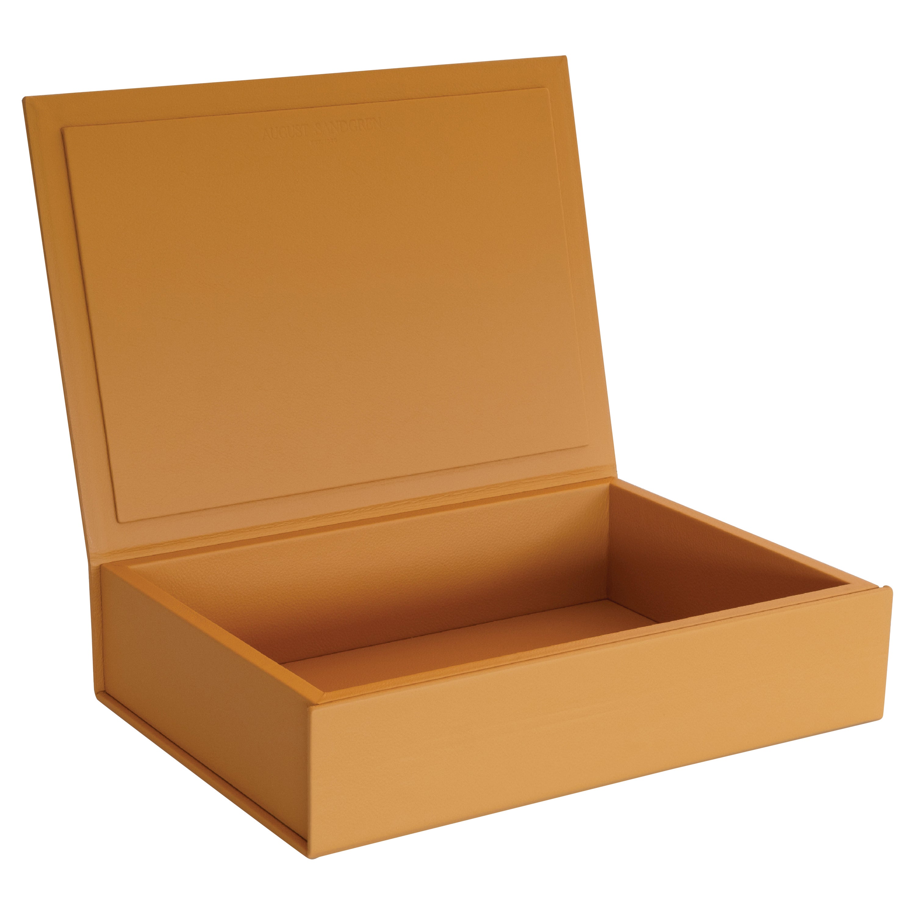 Scandinavian Leather Boxes for Storage, Saffron, Large For Sale