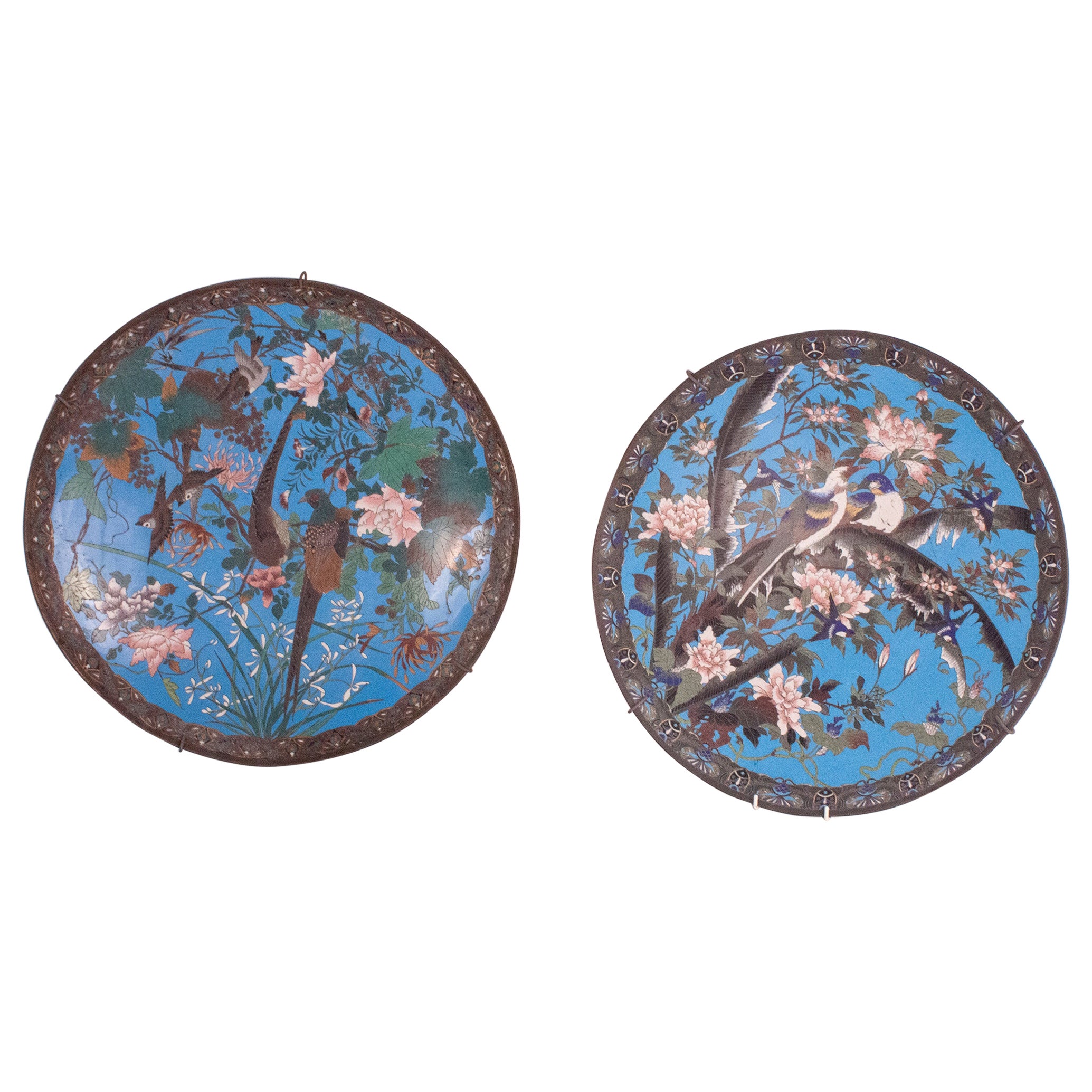 Set of Two Large Cloisonné Dishes, Japan 19th Century