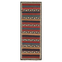 Retro Shahsavan Persian Kilim with Stripes & Geometric Patterns