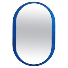 Ovaler Spiegel mit blauem Glasrahmen von Veca, Italien, 1960er Jahre