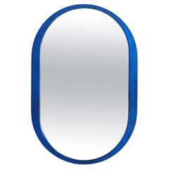 Oval Blue Glass Frame Mirror by Veca, Italy, 1960s