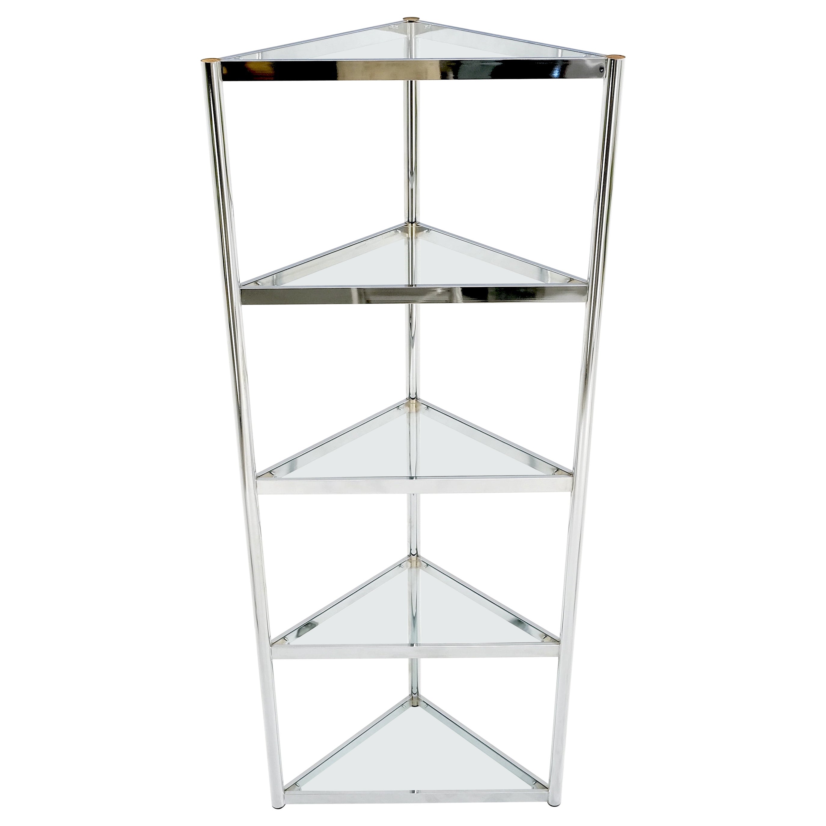 Mid-Century Modern Chrome and Glass Corner Etagere Mint!