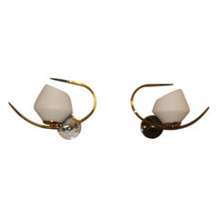 Pair of Asymmetrical Maison Arlus Sconces, Small French Wall Lights